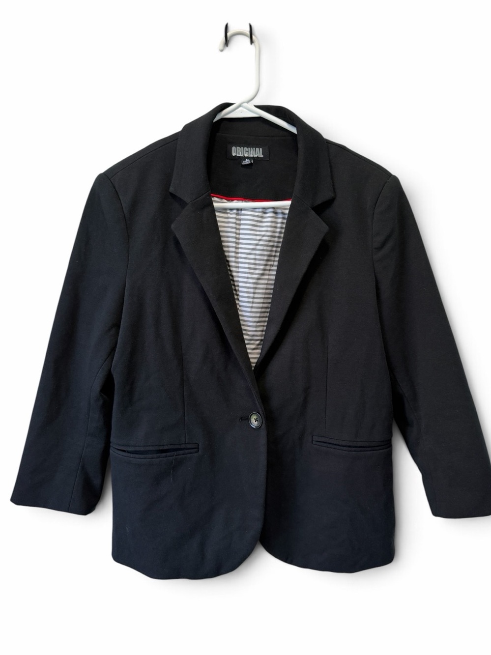 Nicole Miller Original Black Cropped 1 Button Blazer Minimalist Academia Sz Med